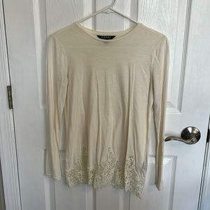 Lauren by Ralph Lauren white long sleeve lace tee